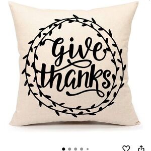 Decorative 'Give Thanks' Throw Pillow - Black and Cream